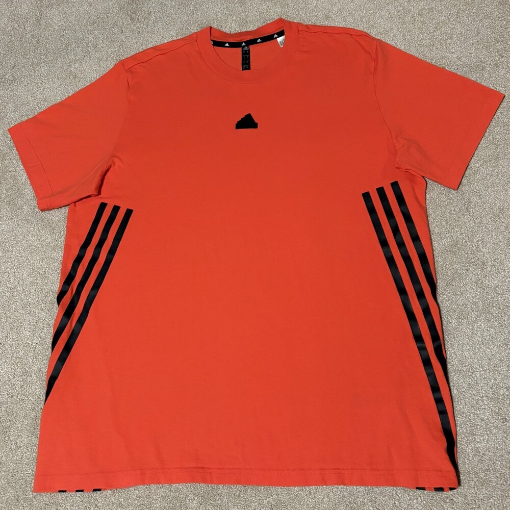Adidas Future Icons 3-Stripes 3D Logo Mens Short Sleeve Tee T-Shirt Orange Sz XL
